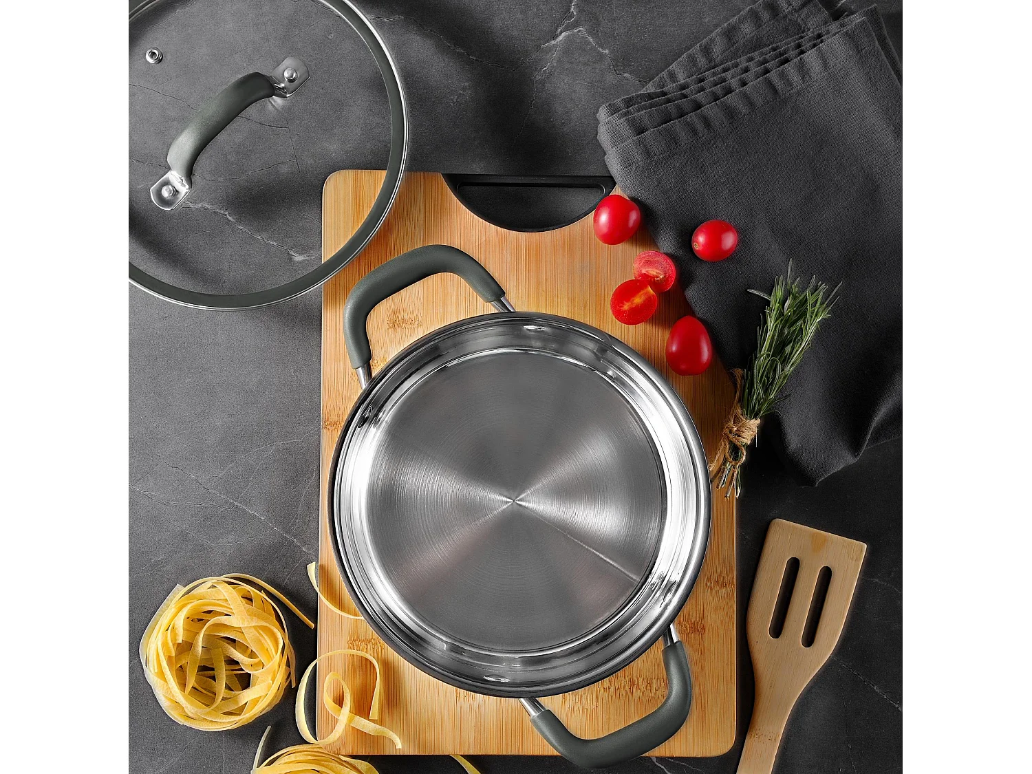 Marmite Ø28x16,5cm 9,5Len MIDNIGHT inox avec couvercle Bergner