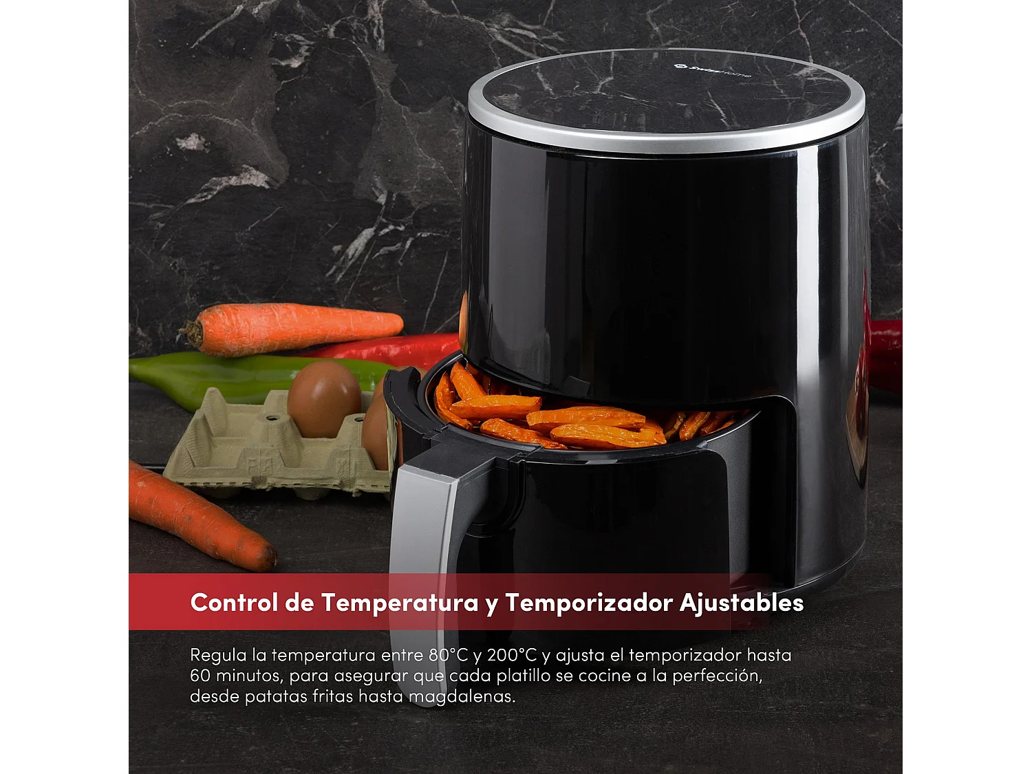 Friteuse à air 2,5L 1200W avec affichage numérique et température réglable 80-200ºC SwissHome