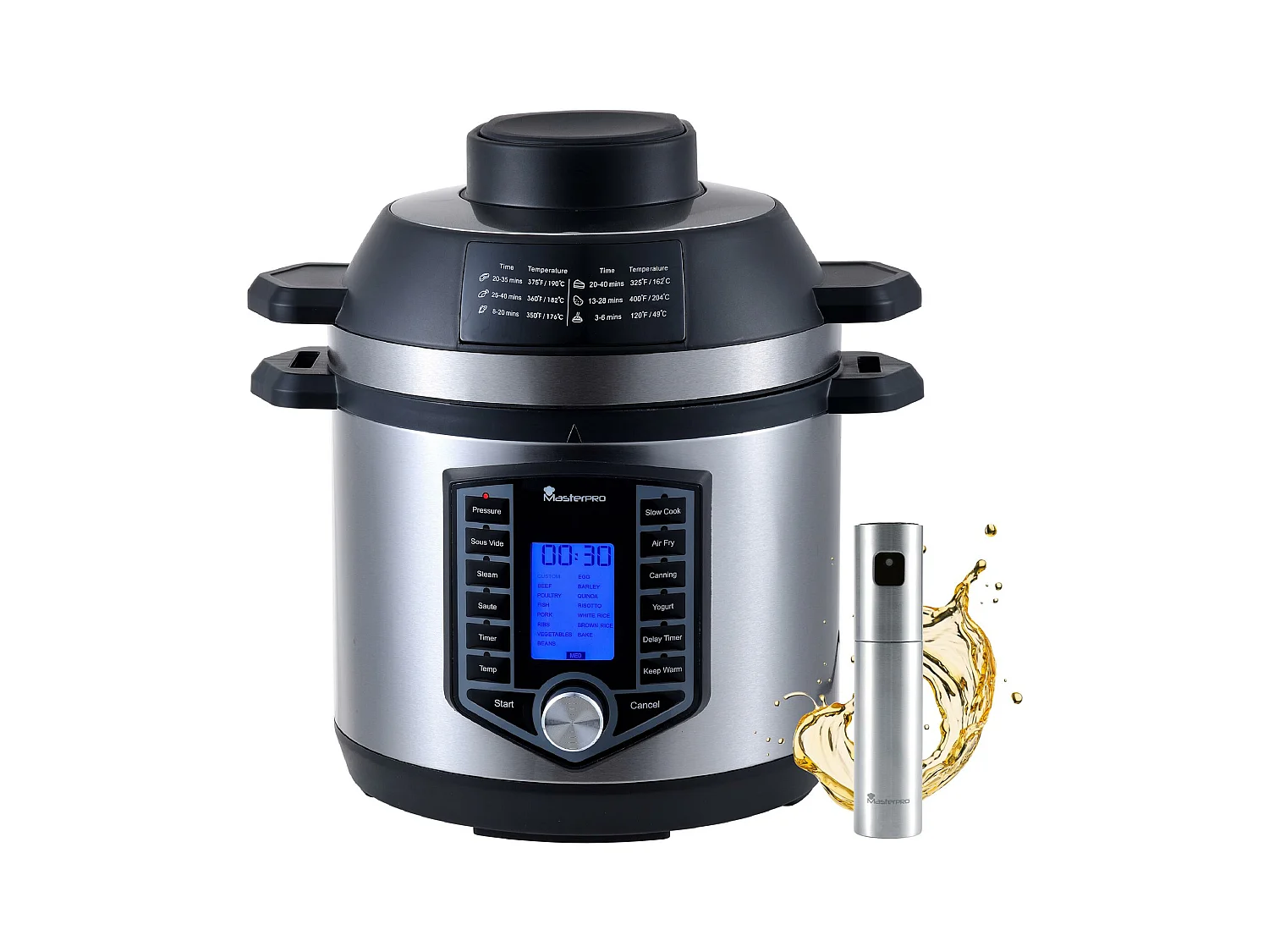 Kit de friteuse à air pour autocuiseur 6L 1500W + pulvérisateur d'huile MasterPRO