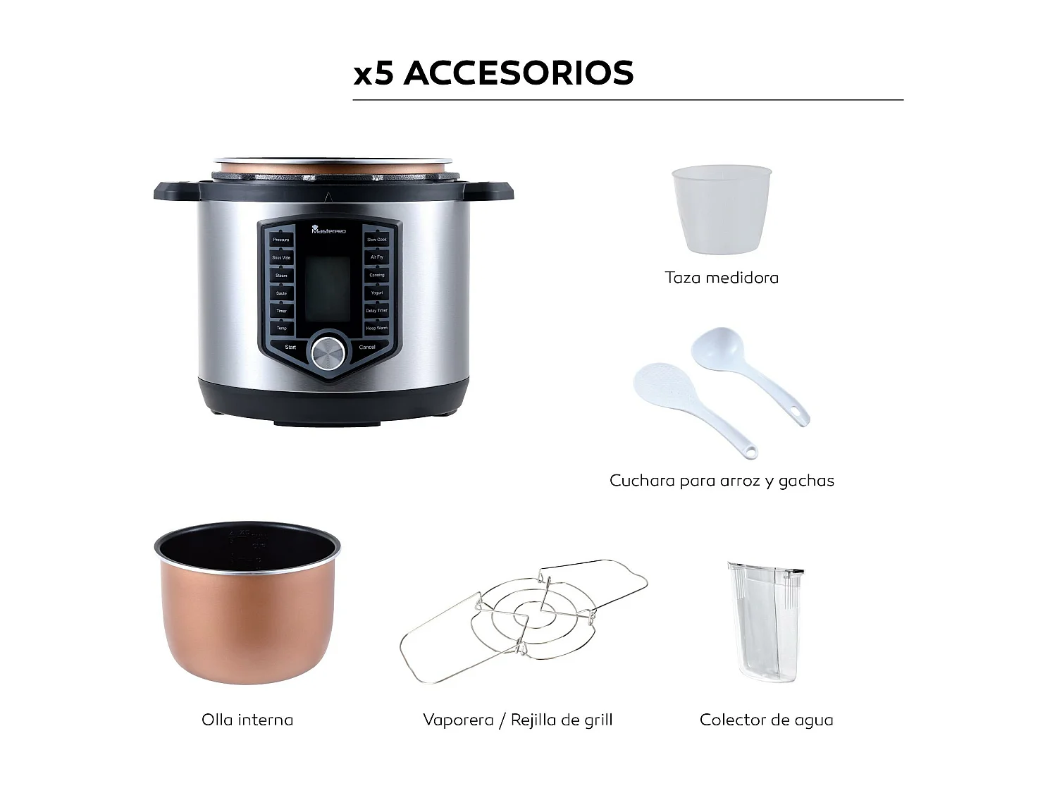 Kit de friteuse à air pour autocuiseur 6L 1500W + pulvérisateur d'huile MasterPRO