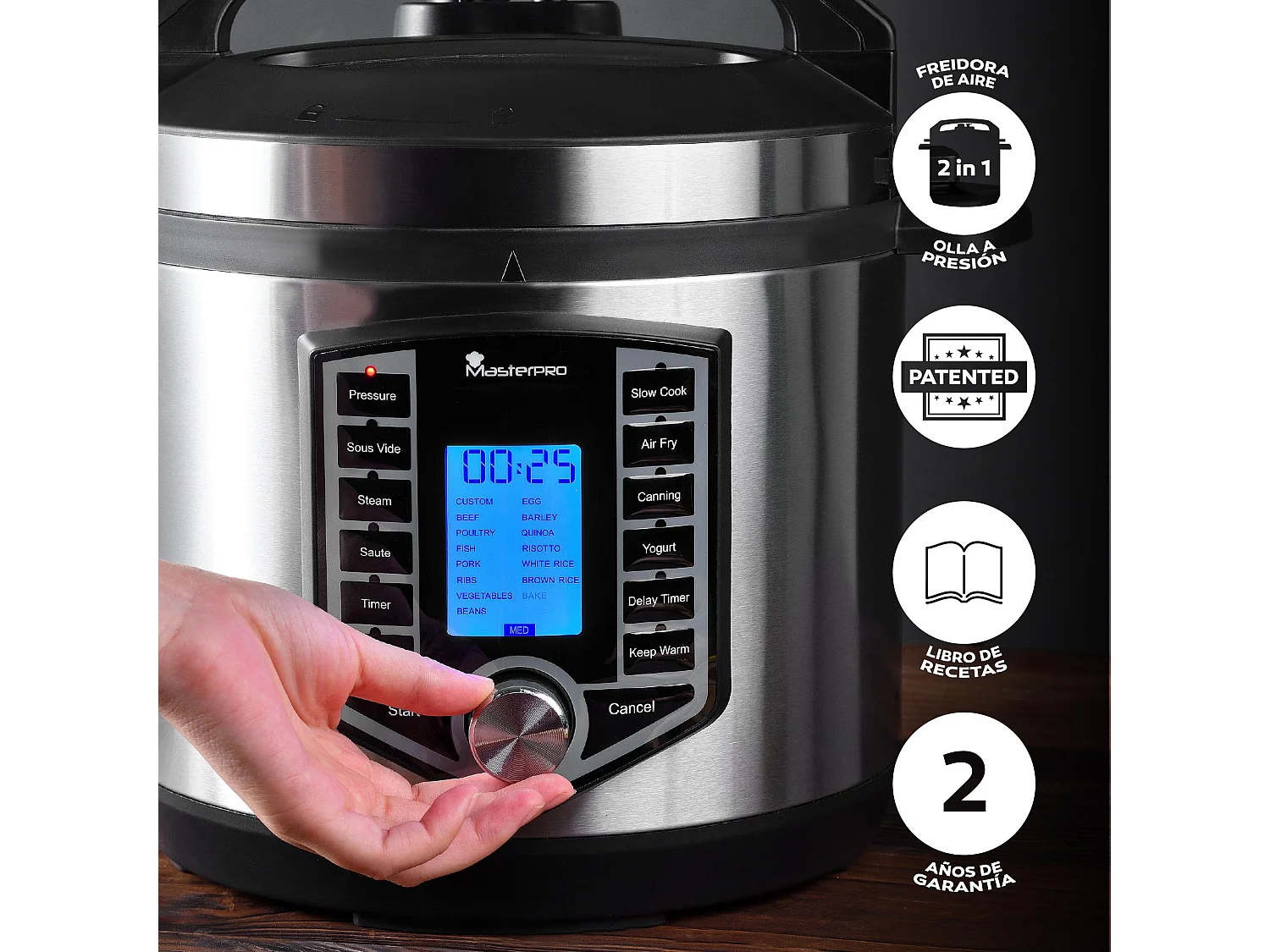 Kit de friteuse à air pour autocuiseur 6L 1500W + pulvérisateur d'huile MasterPRO