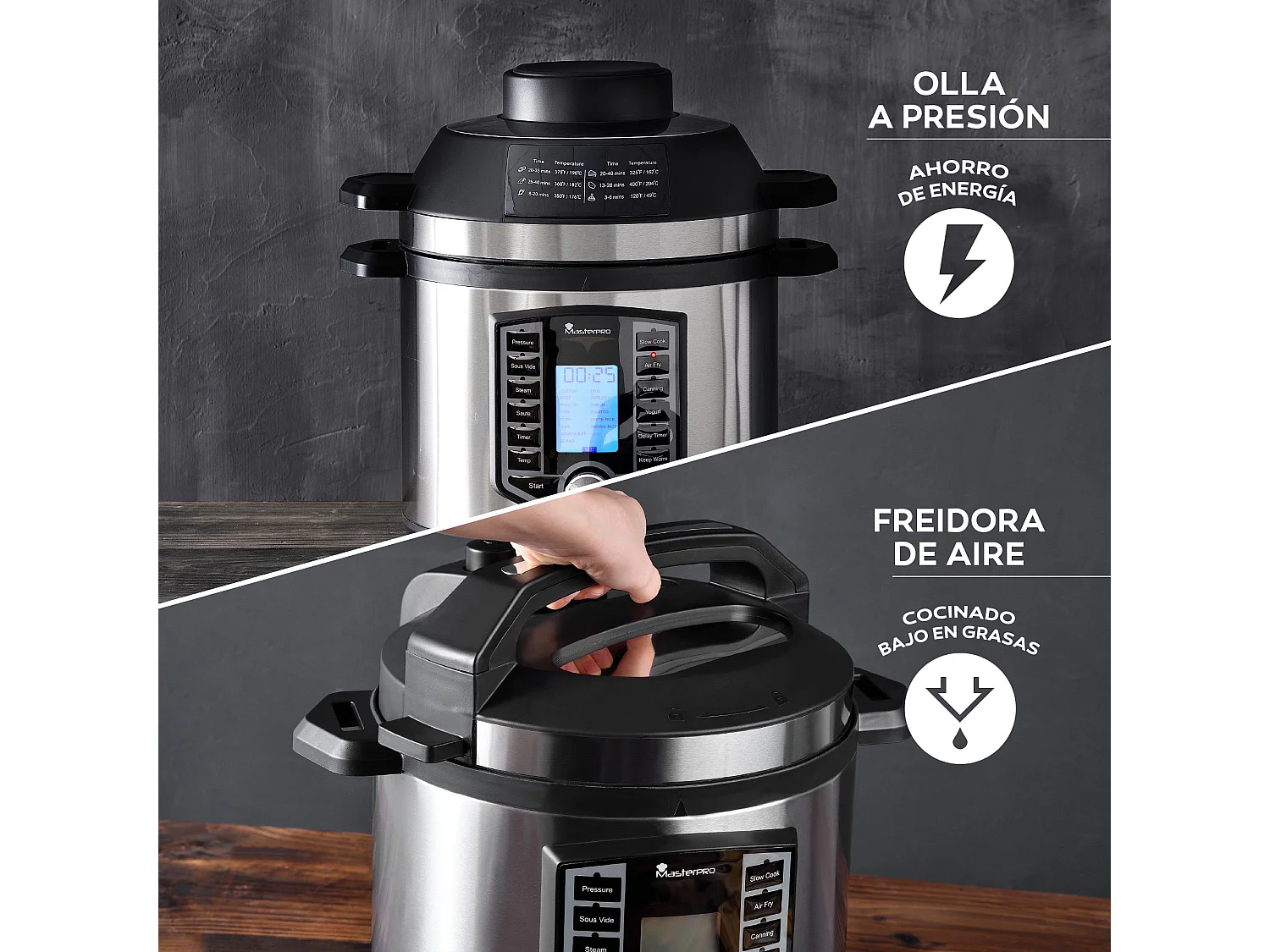 Kit de friteuse à air pour autocuiseur 6L 1500W + pulvérisateur d'huile MasterPRO