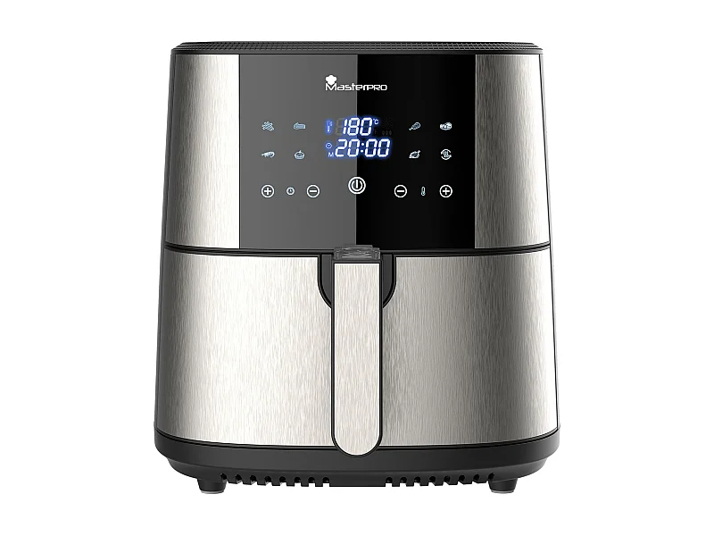 Friteuse à air sans huile d'une capacité de 6 L et d'une puissance de 1800 W avec écran tactile LED avec 8 fonctions MasterPRO différentes