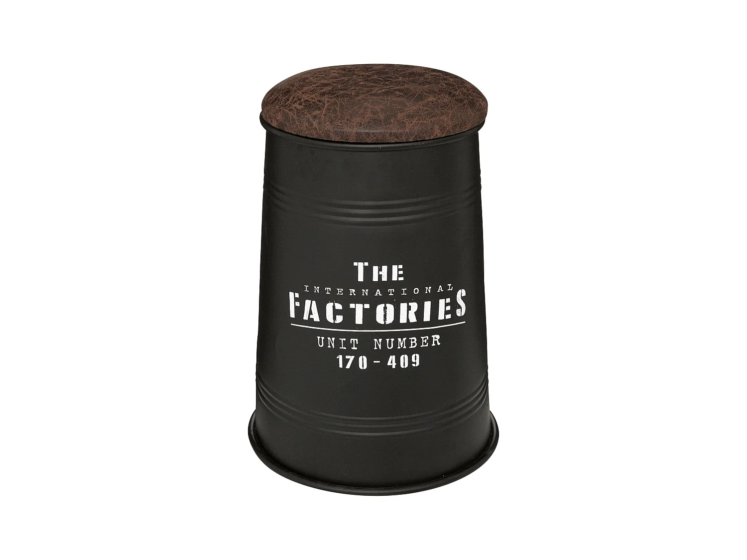 WELL HOME - Pouf canister "Joao", métal et bois, noir