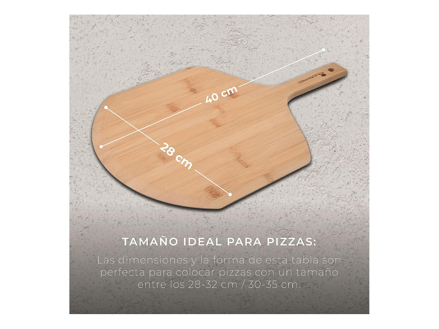 Set composé d'un coupe-pizza + planche à découper en bois MasterPRO