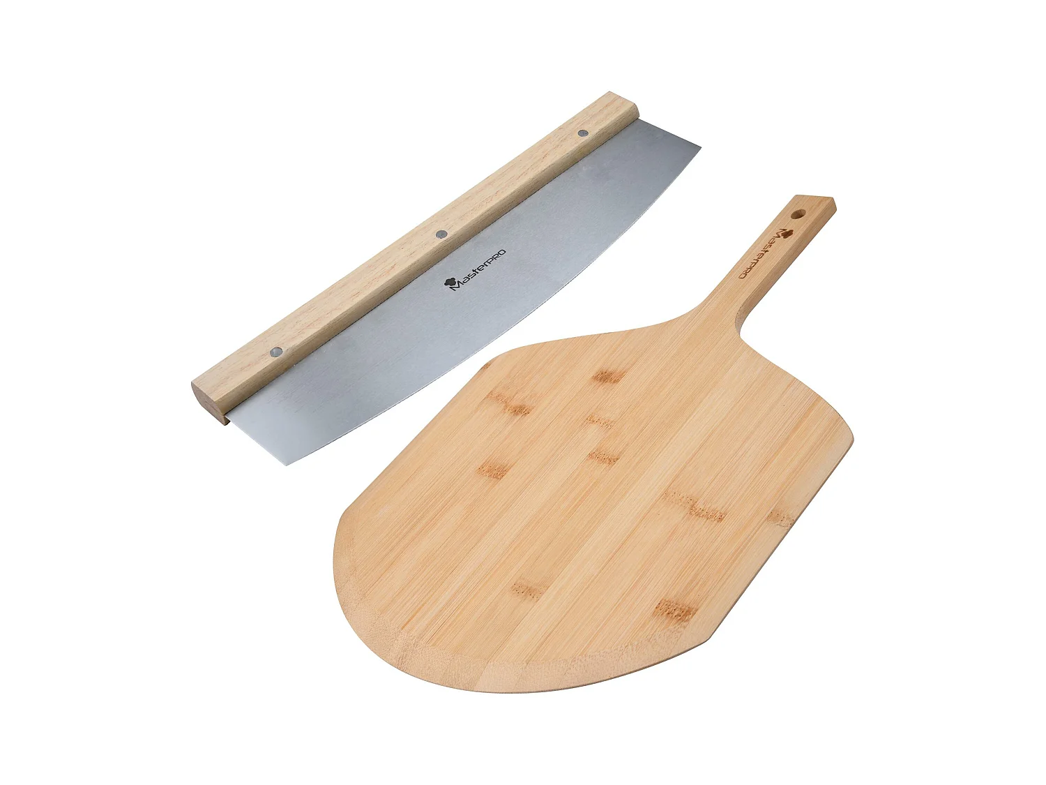 Set composé d'un coupe-pizza + planche à découper en bois MasterPRO