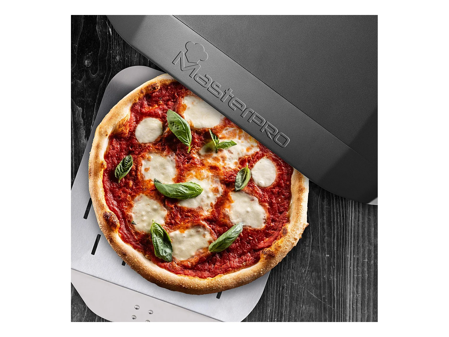 Set composé d'un coupe-pizza + planche à découper en bois MasterPRO