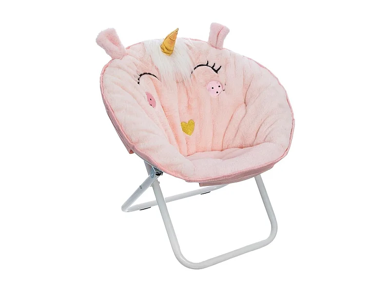 WELL HOME - Fauteuil pliant Licorne, tissu rose