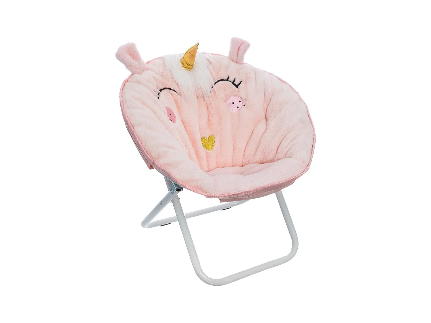 WELL HOME - Fauteuil pliant Licorne, tissu rose