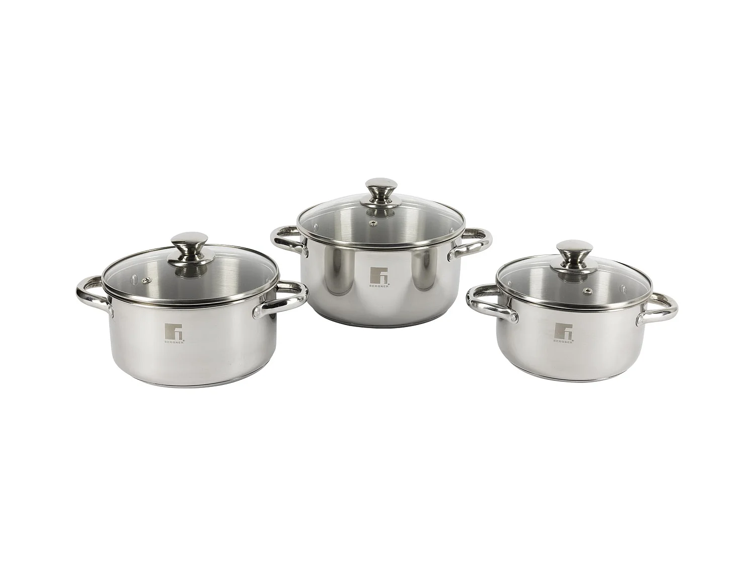 Set de 3 casseroles (Ø16Ø18Ø20cm) ALEA avec couvercles Bergner en inox