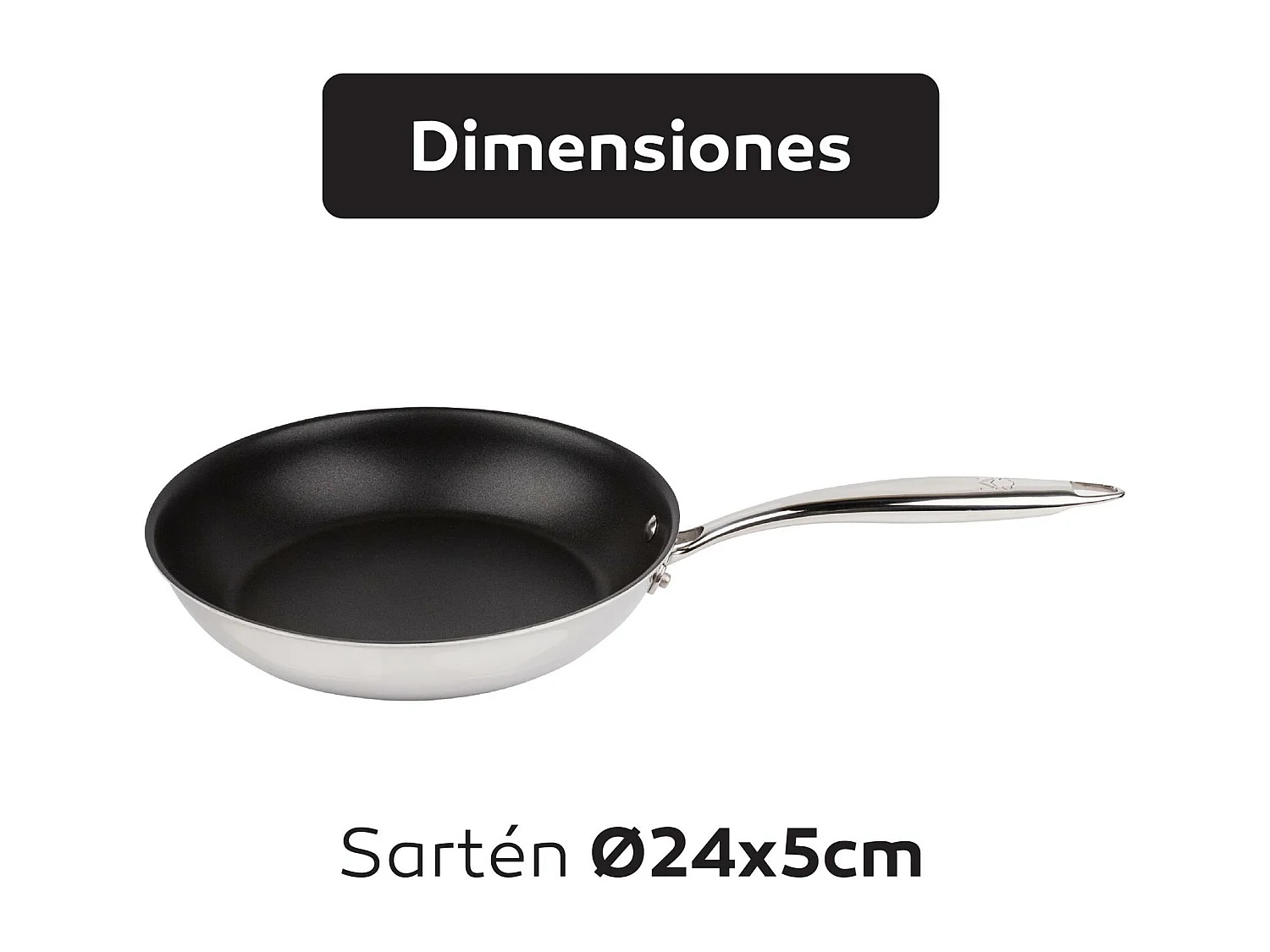 Poêle inox antiadhésive ARGENT Ø24x5cm de MasterPRO