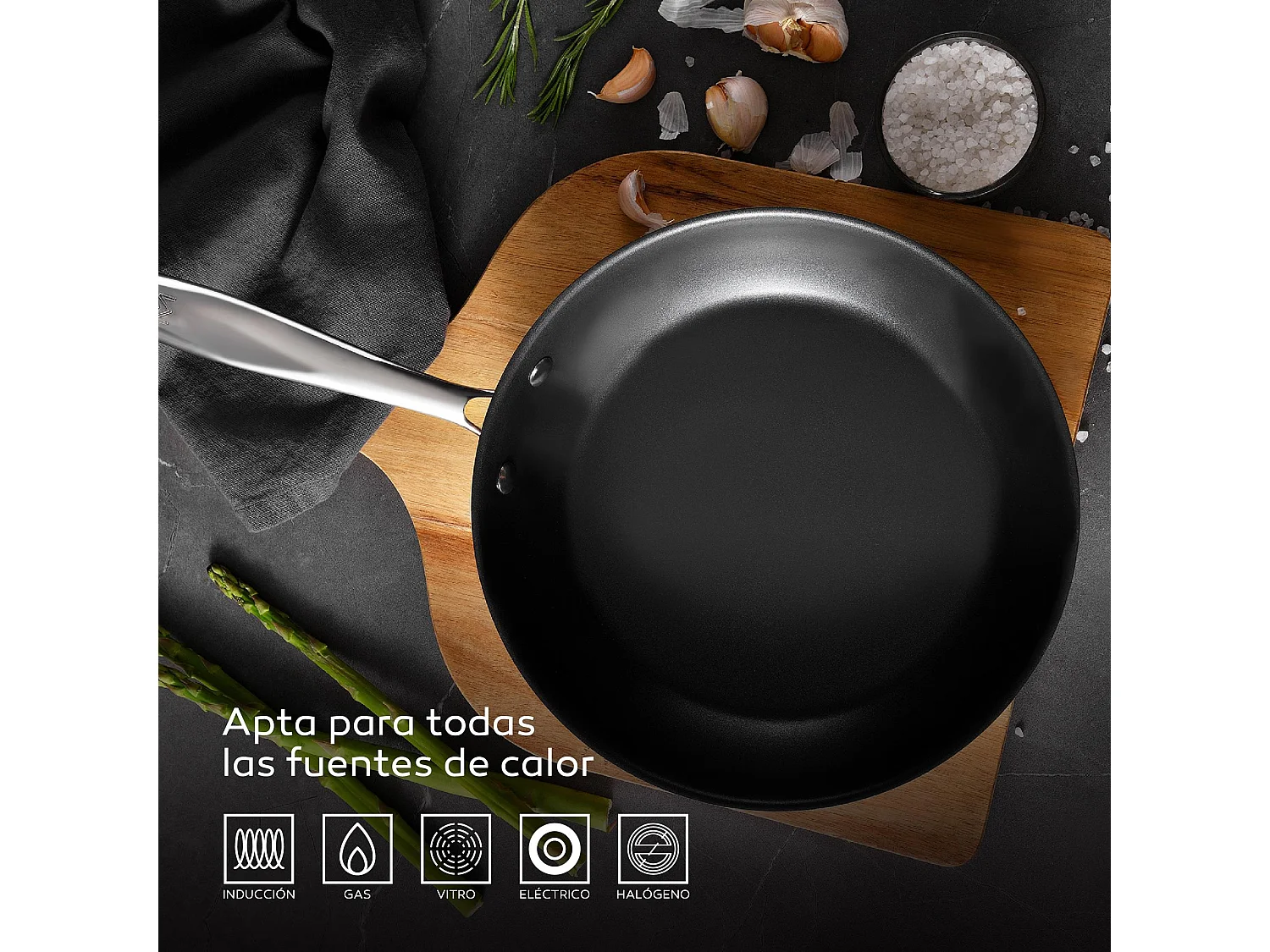 Poêle inox antiadhésive ARGENT Ø24x5cm de MasterPRO