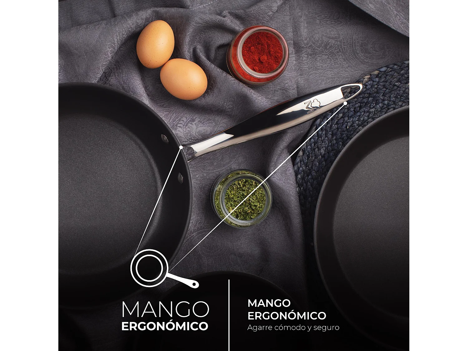 Poêle inox antiadhésive ARGENT Ø24x5cm de MasterPRO