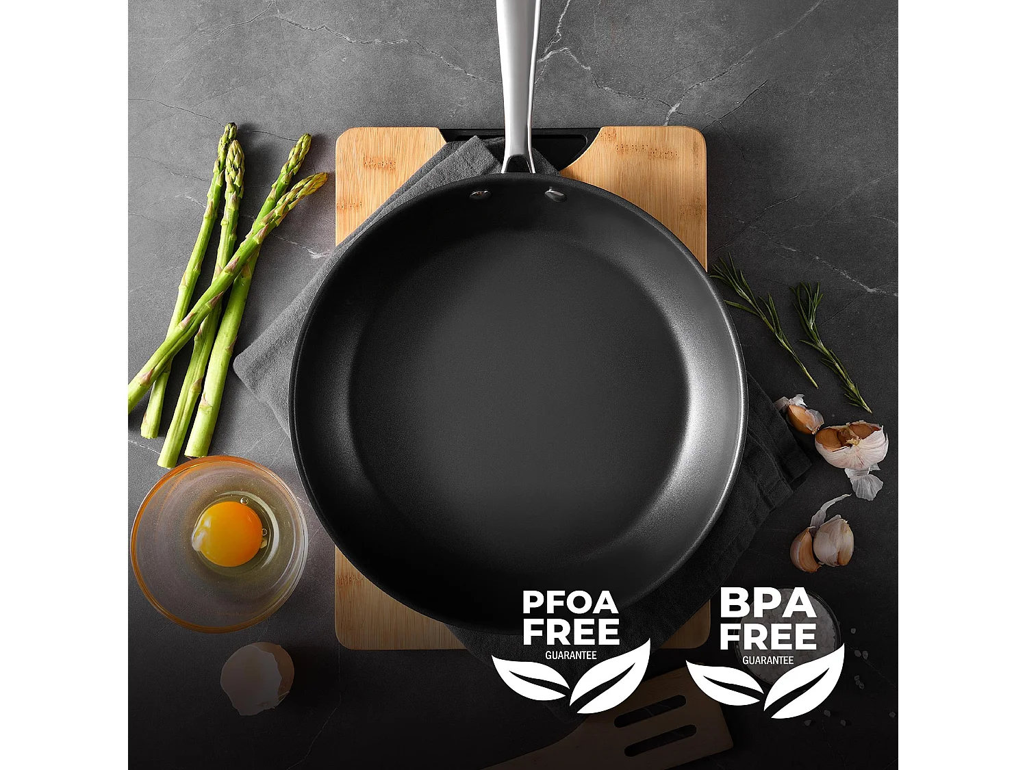 Poêle inox antiadhésive ARGENT Ø24x5cm de MasterPRO