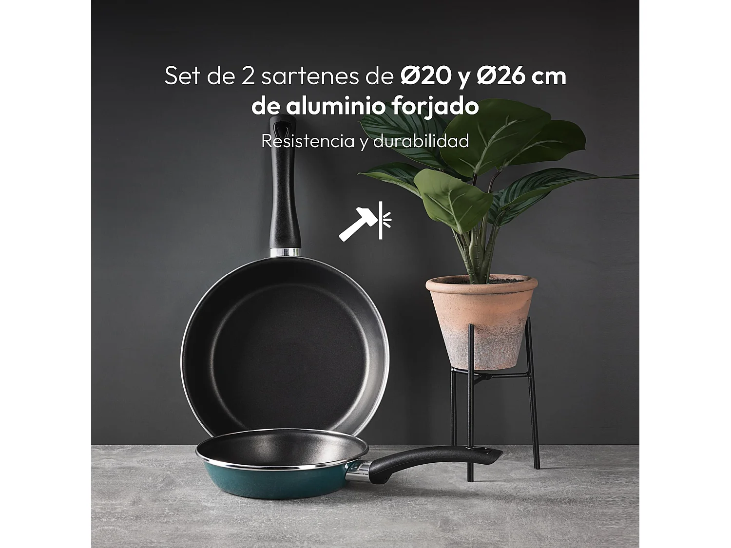 Lot de 2 poêles Bergner antiadhésives en aluminium forgé CLASSIQUE Ø20Ø26cm