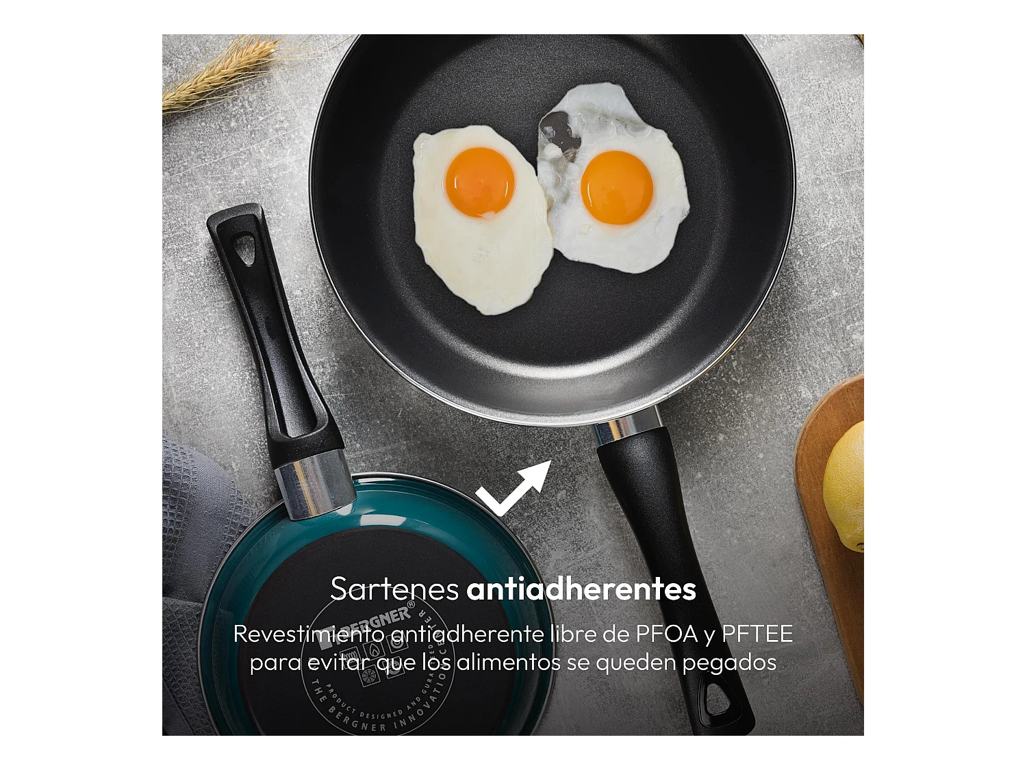 Lot de 2 poêles Bergner antiadhésives en aluminium forgé CLASSIQUE Ø20Ø26cm