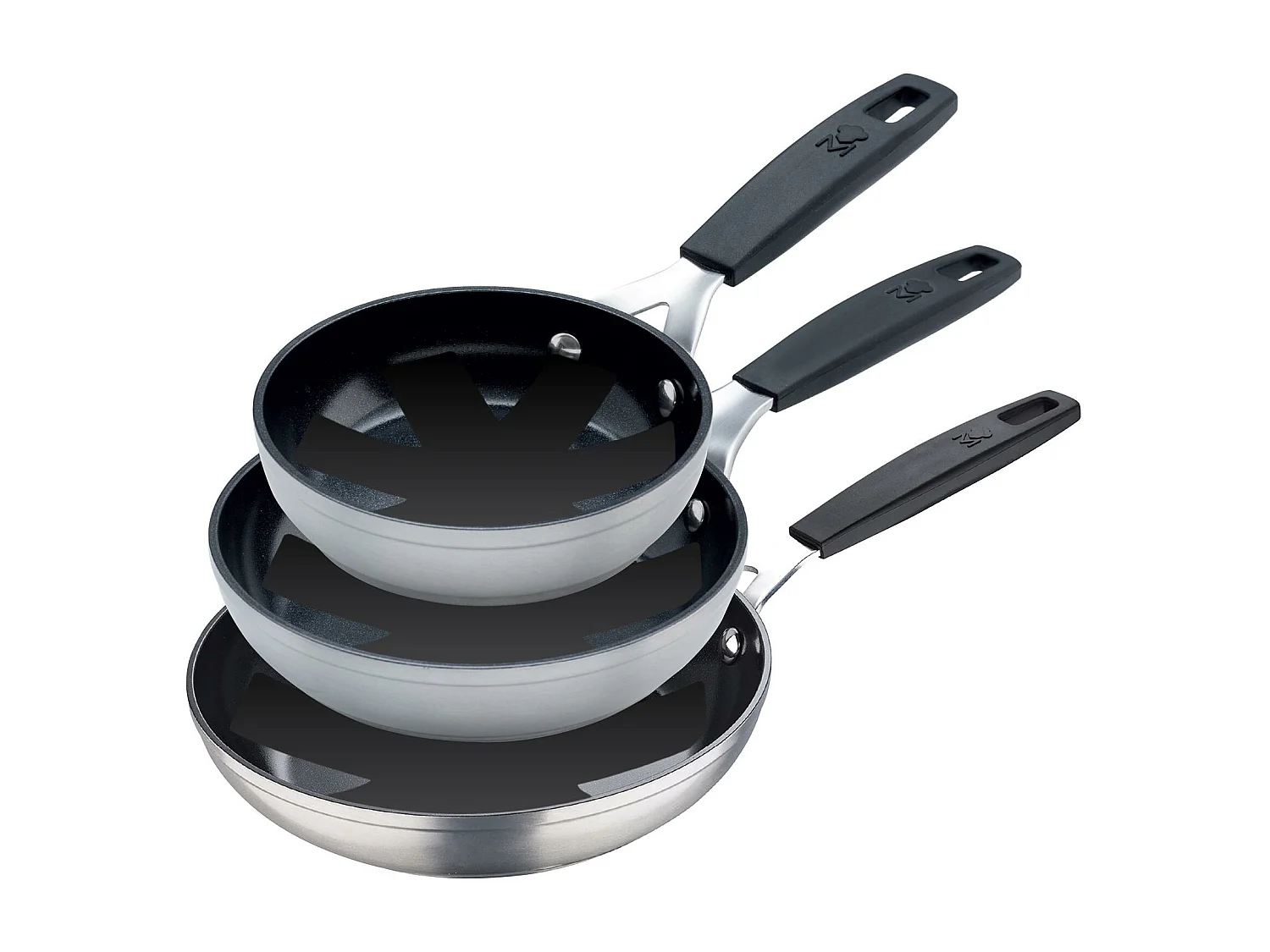 Lot de 3 poêles Ø12Ø16Ø20cm et 3 protections antiadhésives MasterPRO en aluminium forgé