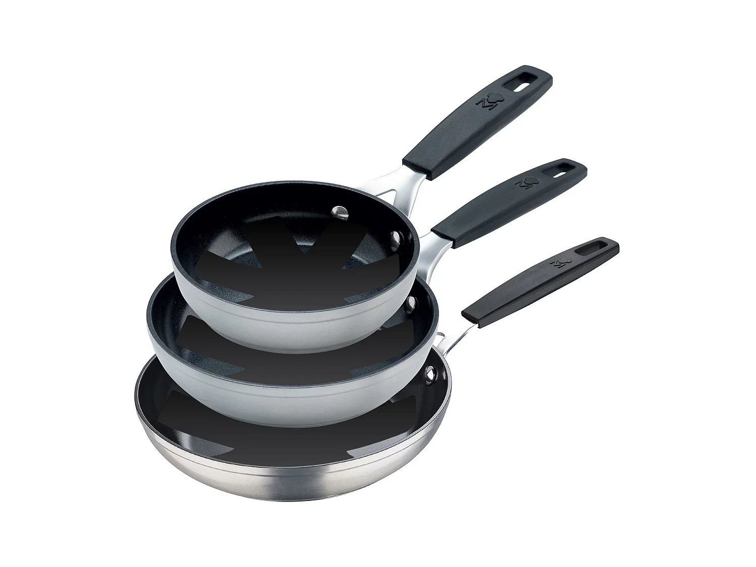 Lot de 3 poêles Ø20Ø24Ø28cm et 3 protections antiadhésives MasterPRO en aluminium forgé