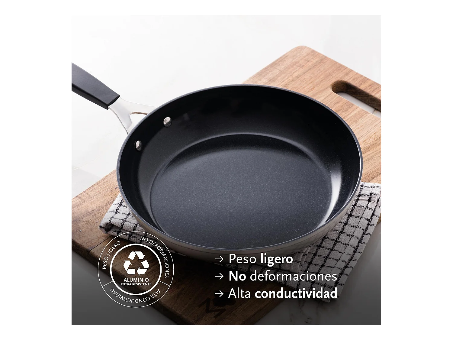 Lot de 3 poêles Ø20Ø24Ø28cm et 3 protections antiadhésives MasterPRO en aluminium forgé