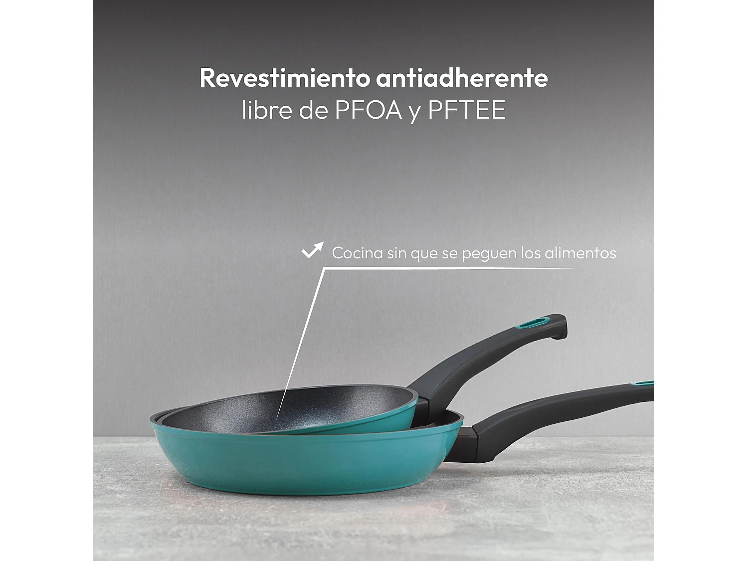 Lot de 2 poêles CLASSIQUE Ø20Ø24cm antiadhésives en aluminium forgé + ustensiles de cuisine Bergner vert