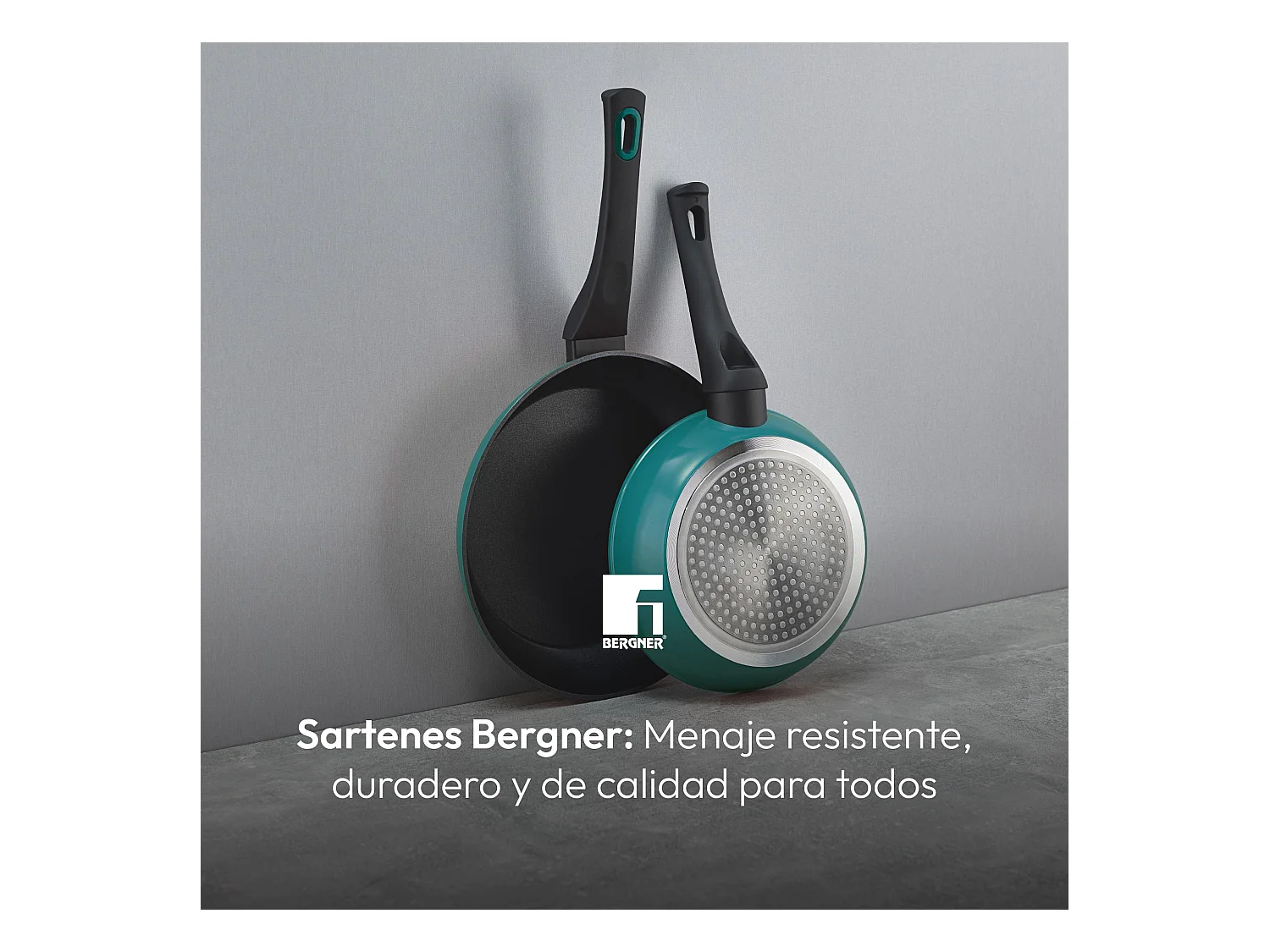 Lot de 2 poêles CLASSIQUE Ø20Ø24cm antiadhésives en aluminium forgé + ustensiles de cuisine Bergner vert