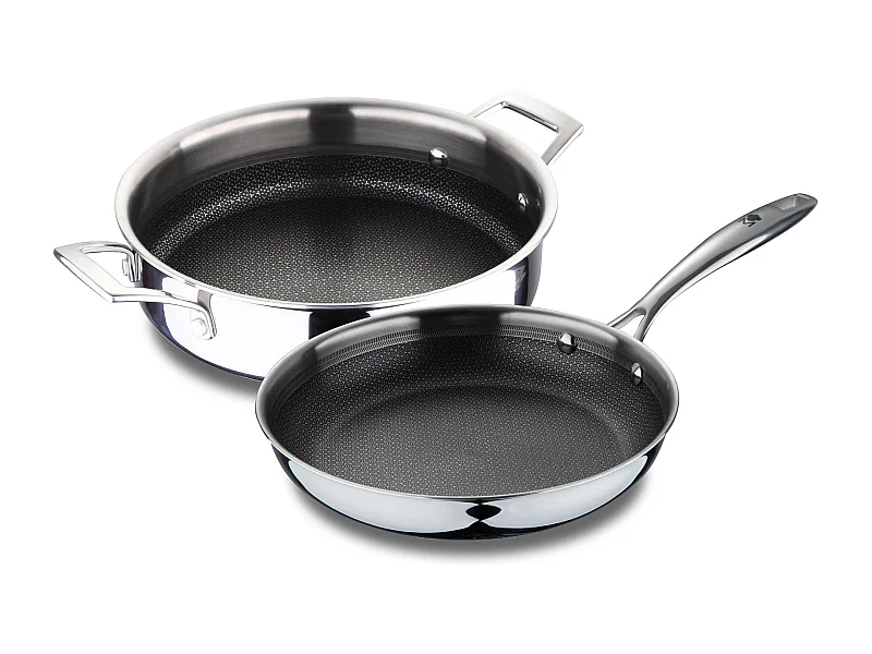Set de poêles inox MasterPRO Ø24x4,7cm + casserole basse Ø24x5cm