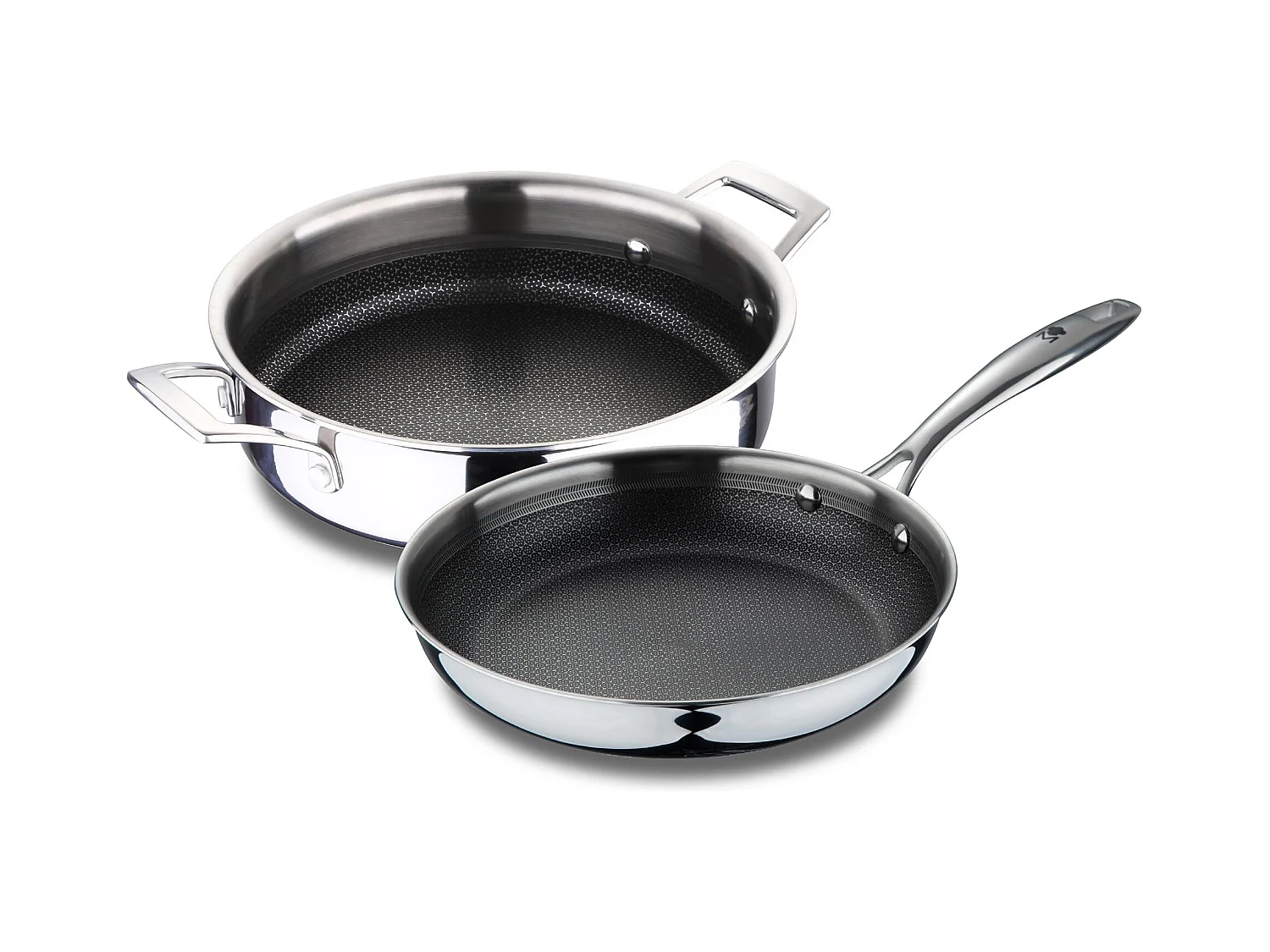Set de poêles inox MasterPRO Ø24x4,7cm + casserole basse Ø24x5cm