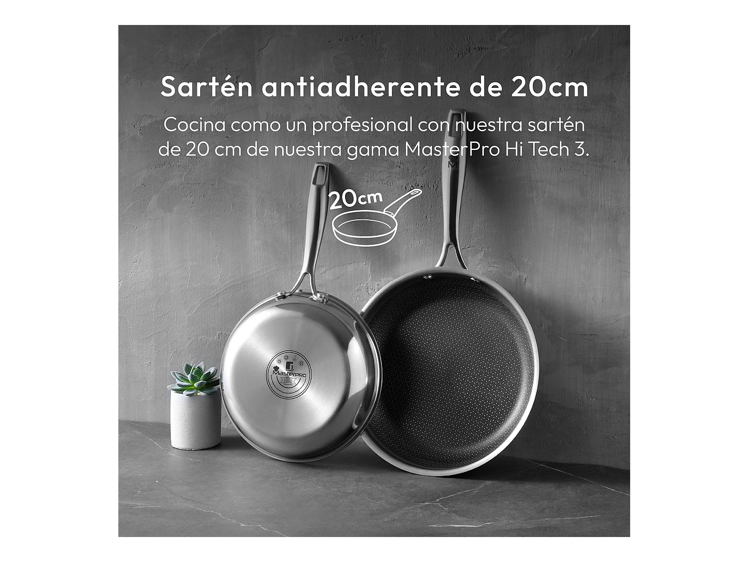 Set de poêles inox MasterPRO Ø24x4,7cm + casserole basse Ø24x5cm