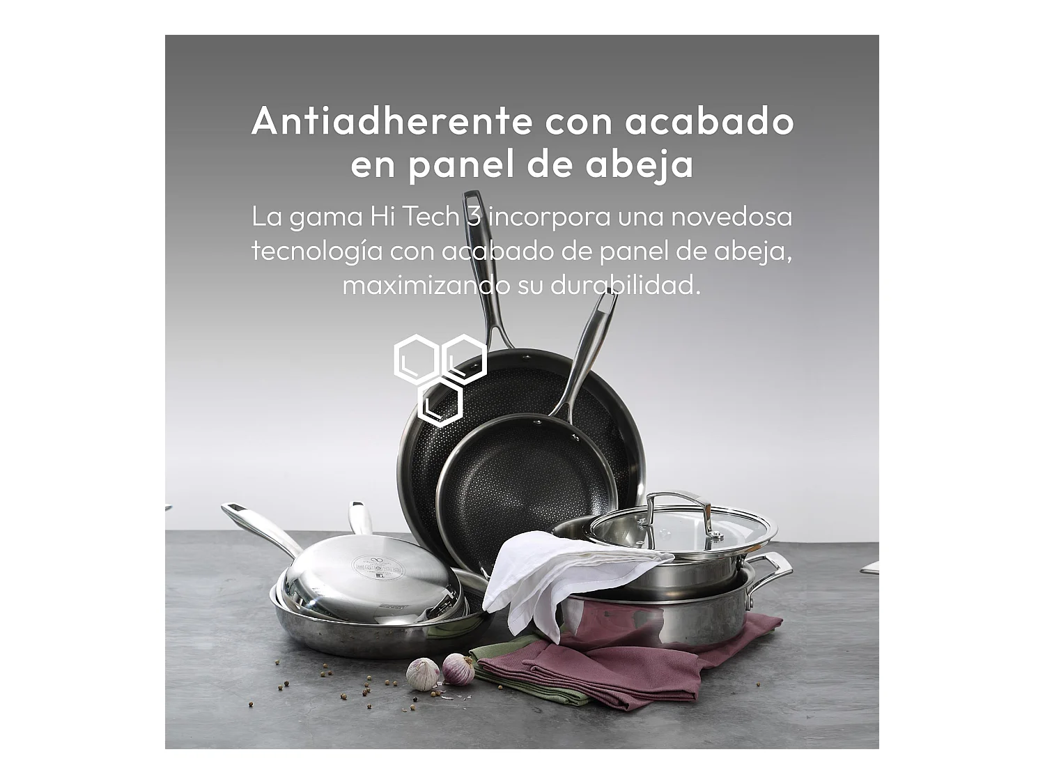 Set de poêles inox MasterPRO Ø24x4,7cm + casserole basse Ø24x5cm