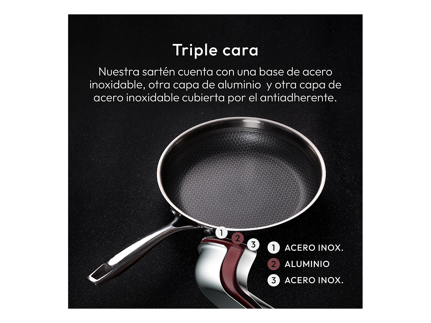 Set de poêles inox MasterPRO Ø24x4,7cm + casserole basse Ø24x5cm