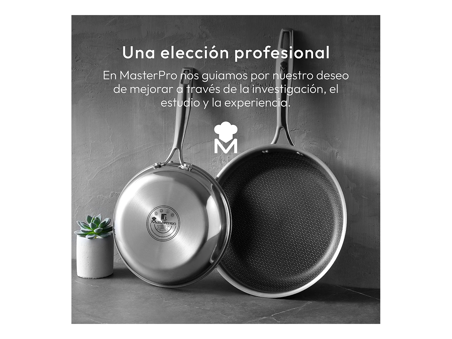 Set de poêles inox MasterPRO Ø24x4,7cm + casserole basse Ø24x5cm