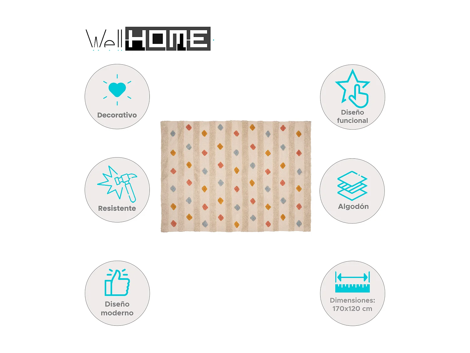 WELL HOME - Tapis "Arlequin" multicolore