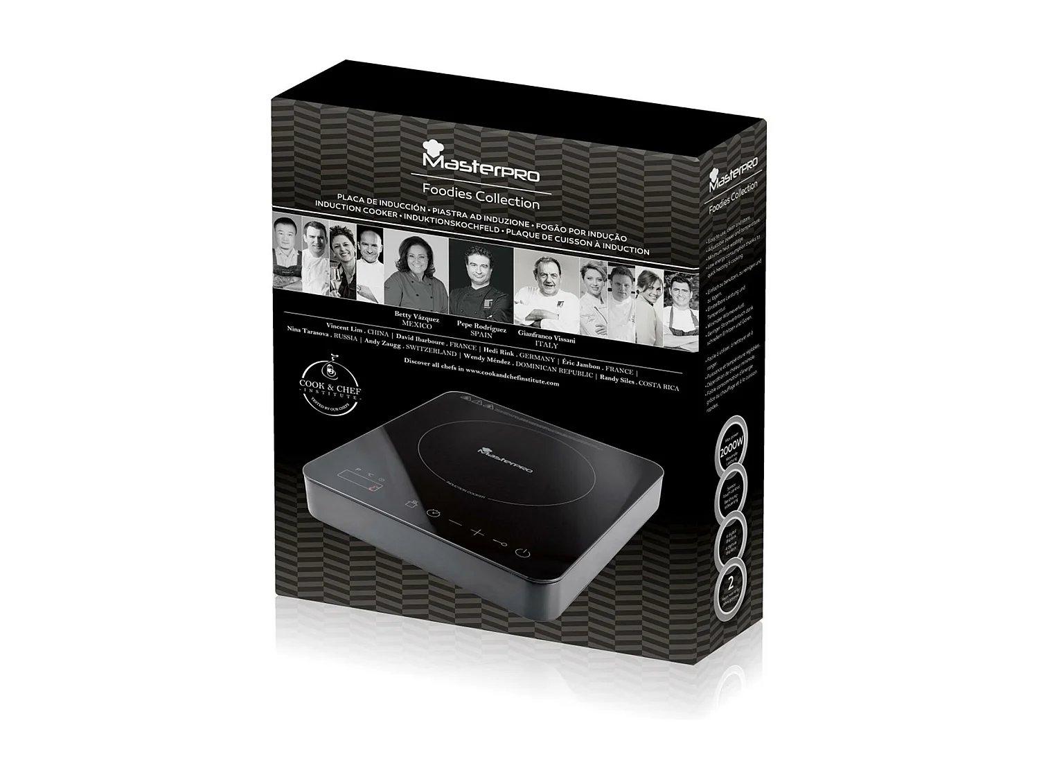 Plaque à induction FOODIES 27x31x6,5cm avec 10 vitesses de 2000W MasterPRO