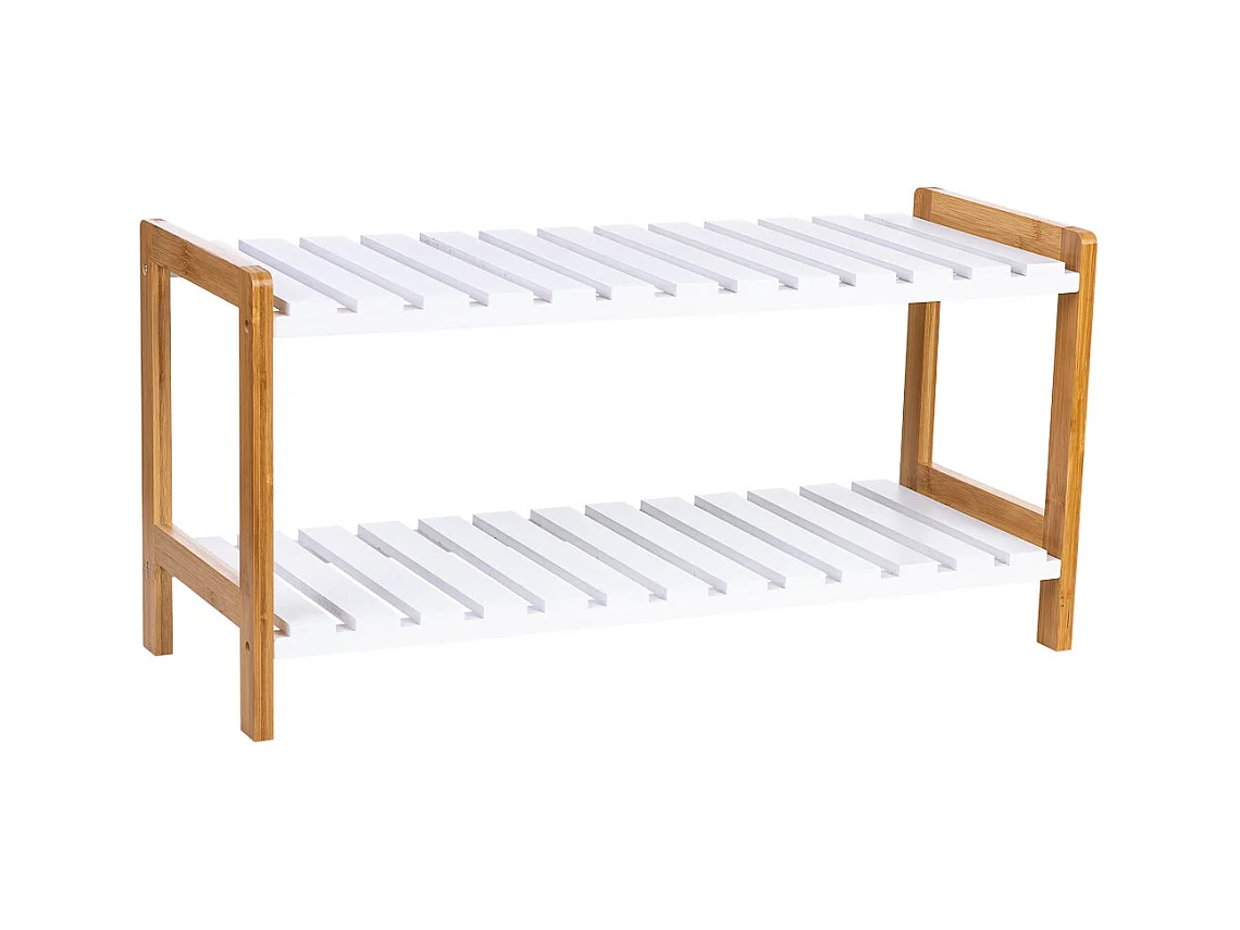 banc à chaussures en bois blanc 70x26x34,5h cm