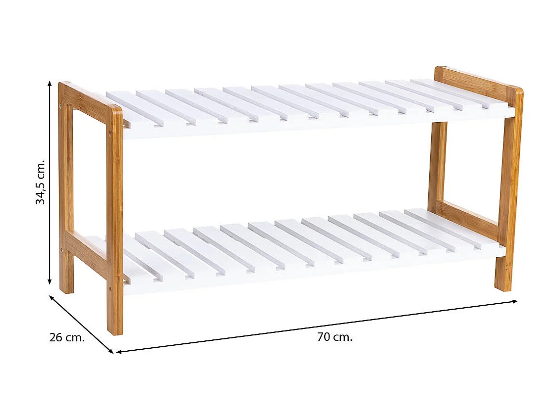 banco de sapatos em madeira branca 70x26x34,5h cm
