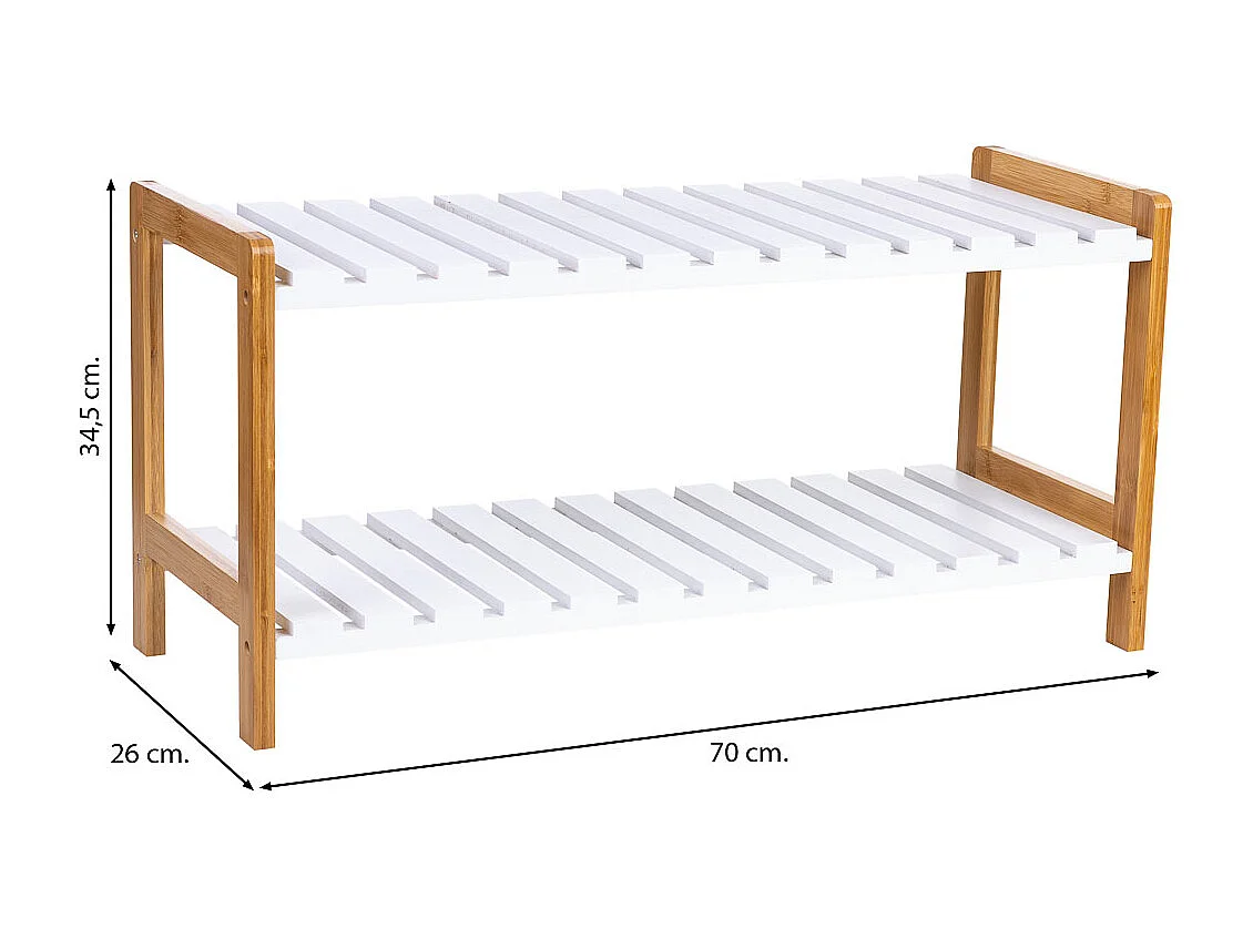 Banco zapatero de madera blanco 70x26x34.5h cm