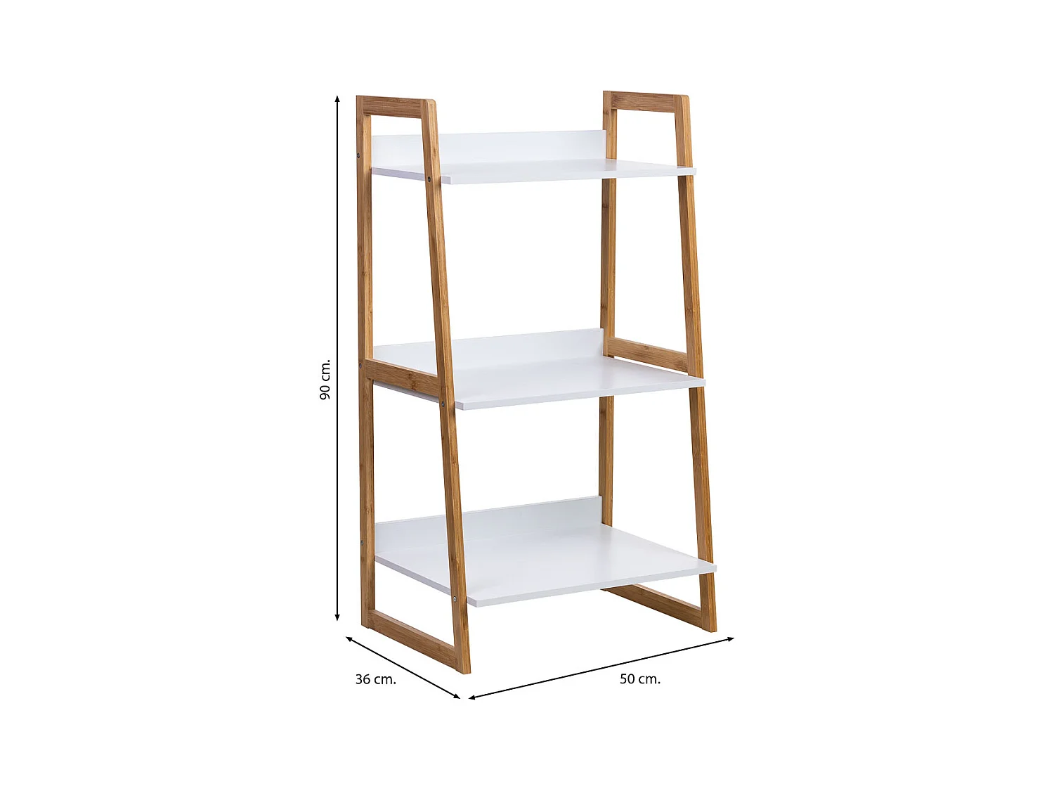Estantería de madera 3 baldas blanca 50x36x90h cm