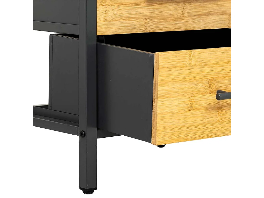 Prateleiras em metal e madeira com 2 gavetas. castanho 38x28x100h cm