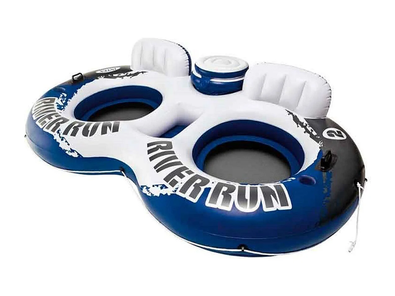 Rueda doble hinchable Intex con nevera incorporada blanco/azul 213x157 cm