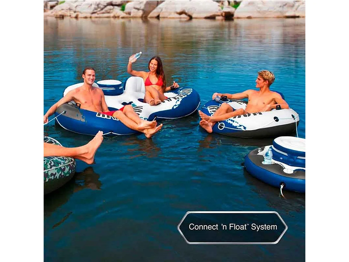 Rueda doble hinchable Intex con nevera incorporada blanco/azul 213x157 cm