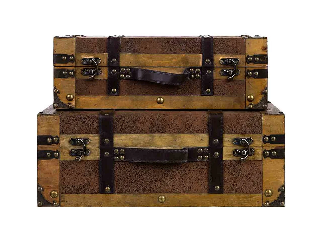 Mala de madeira castanha 45x31x17/40