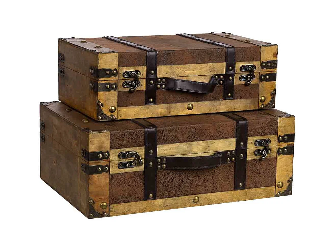 Mala de madeira castanha 45x31x17/40