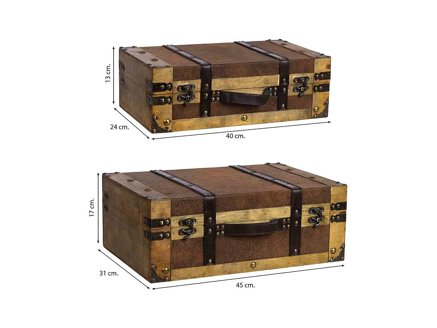 Mala de madeira castanha 45x31x17/40