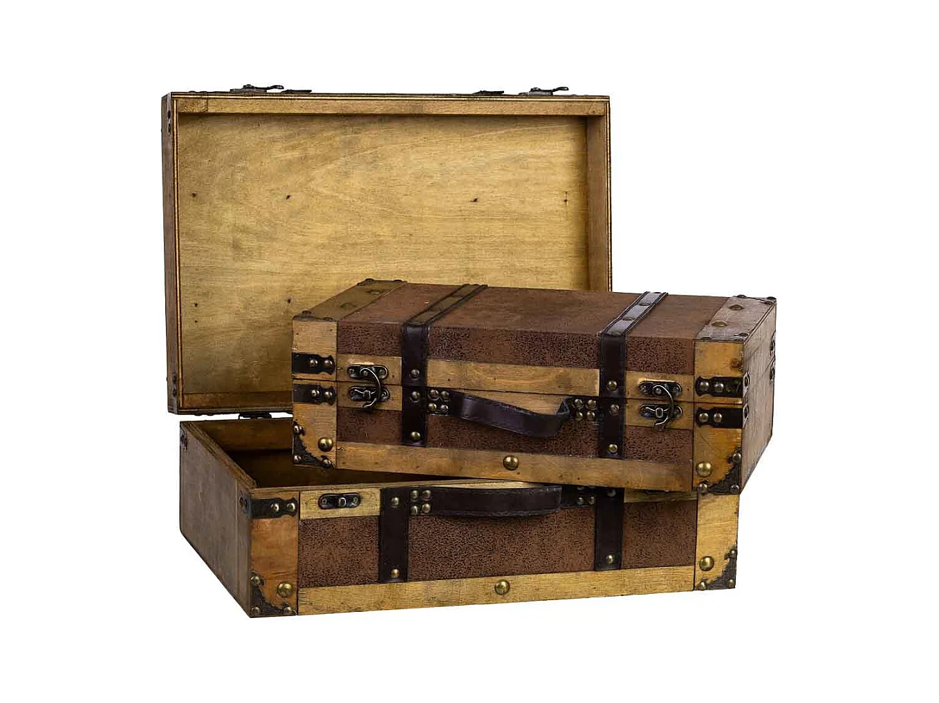 Mala de madeira castanha 45x31x17/40