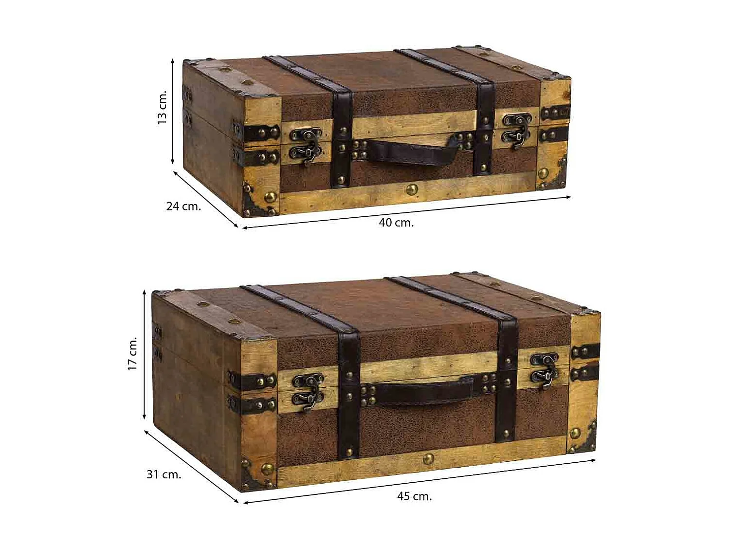 Maleta de madera marrón 45x31x17/40