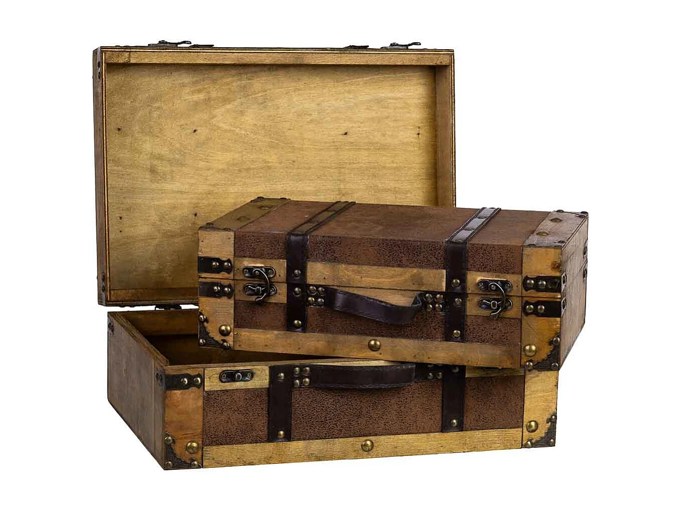 Maleta de madera marrón 45x31x17/40