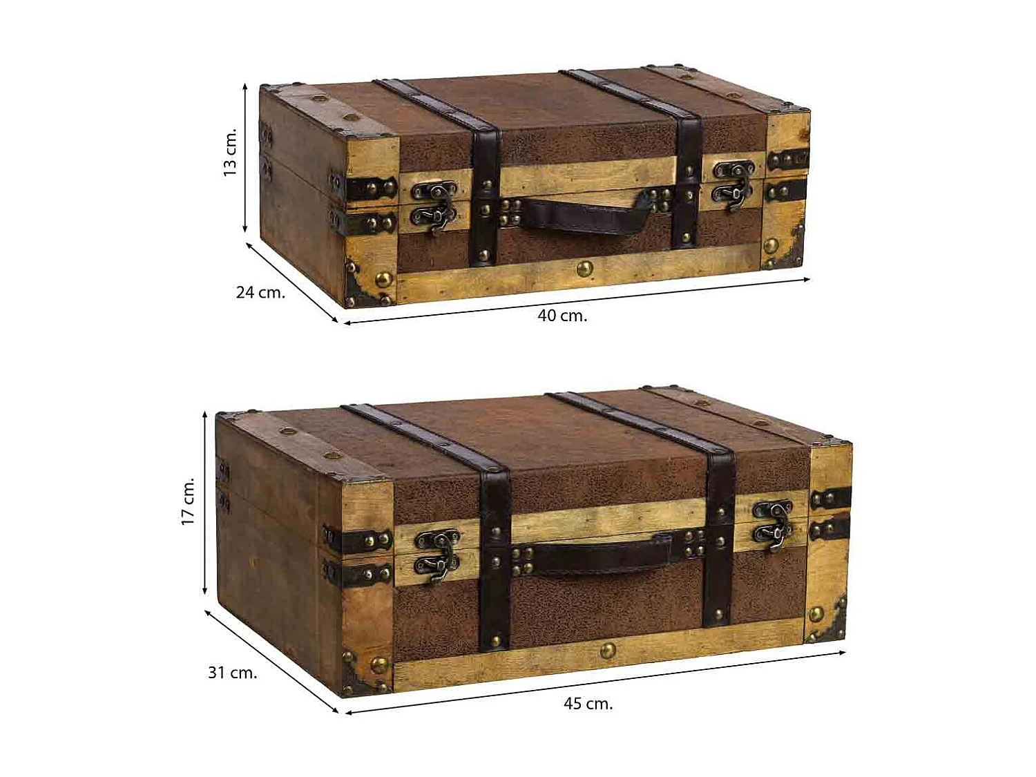 Maleta de madera marrón 45x31x17/40