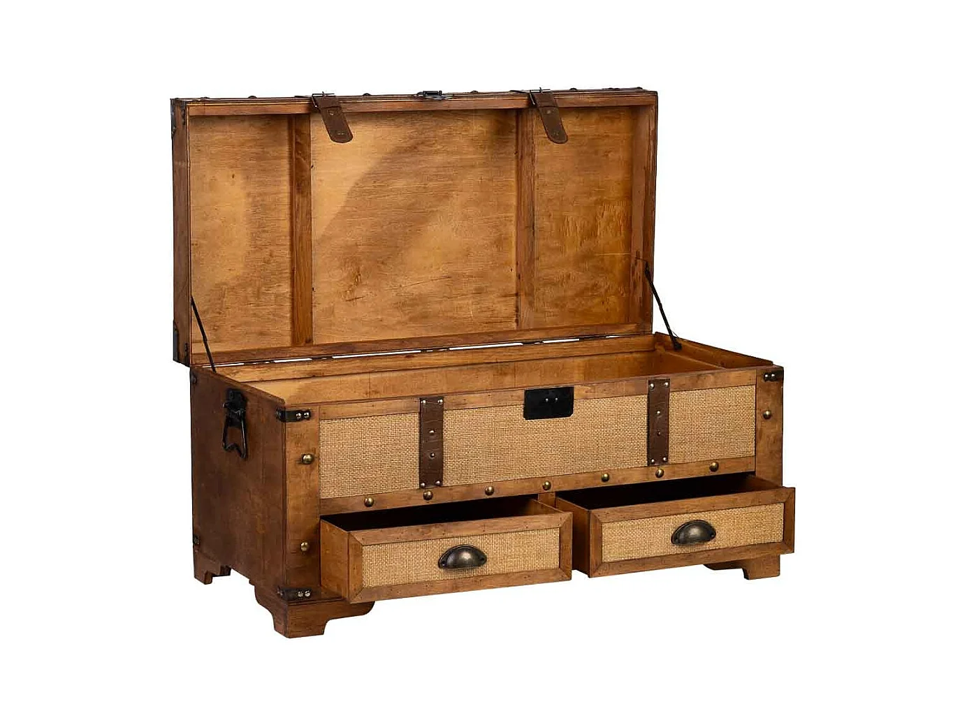 Baúl de madera marrón 90x45x45.5