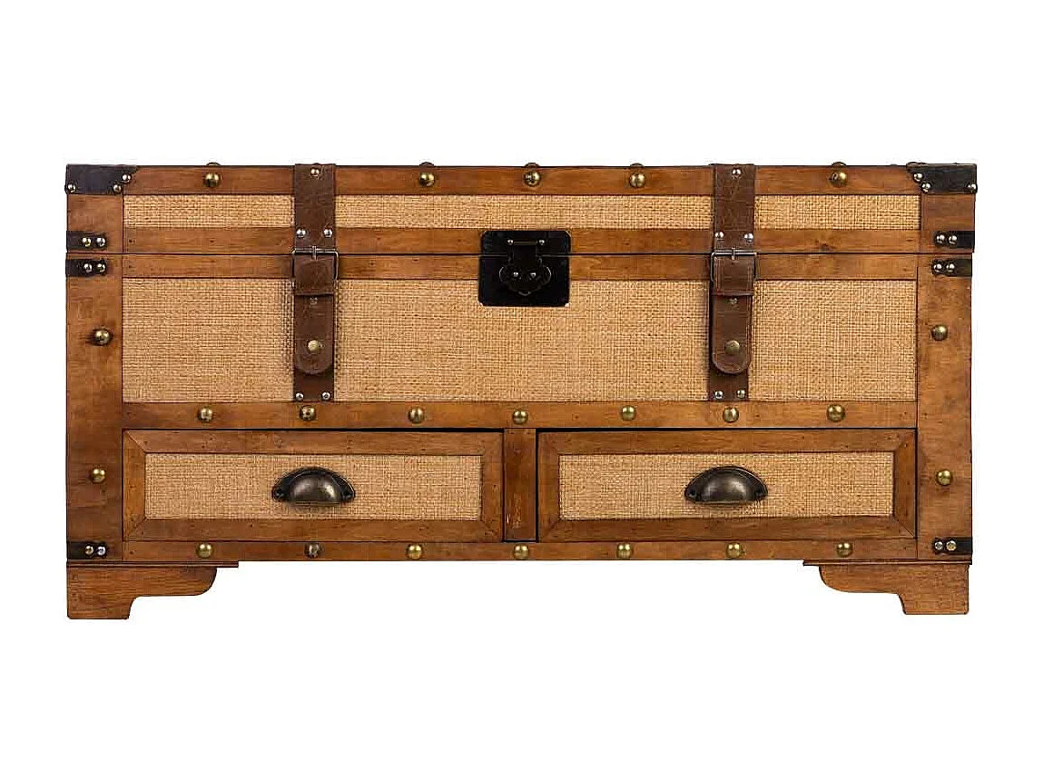 Baú de madeira castanho 90x45x45,5