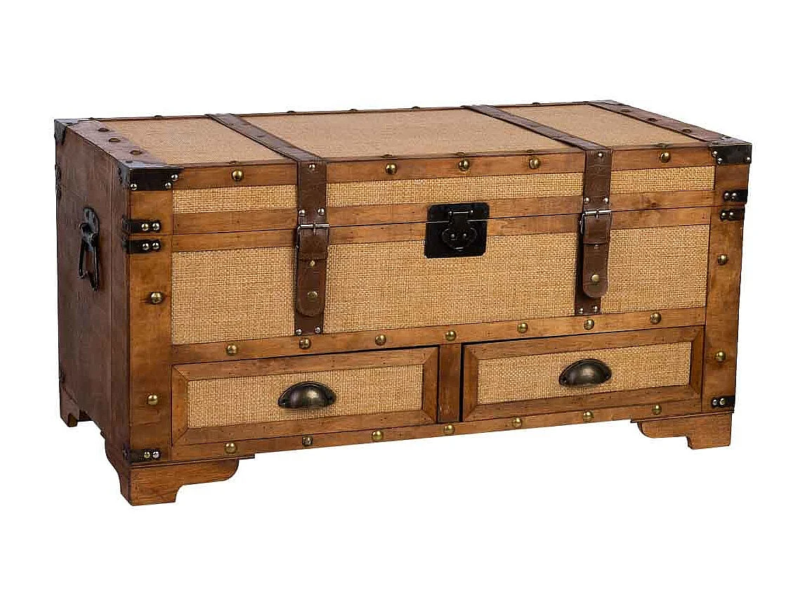 Baú de madeira castanho 90x45x45,5